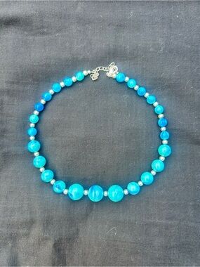 Blue Beaded Women's Necklace - Turquoise Glass Beads